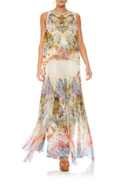 WIDE LEG PANT WITH PLEAT OVERLAY LADY LABYRINTH -Vivid Couture camilla lady labyrinth butonback top 1 1