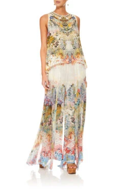 WIDE LEG PANT WITH PLEAT OVERLAY LADY LABYRINTH