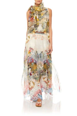 WIDE LEG PANT WITH PLEAT OVERLAY LADY LABYRINTH -Vivid Couture camilla lady labyrinth wide leg pant w pleat overlay 1