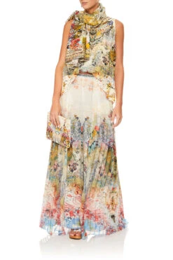 WIDE LEG PANT WITH PLEAT OVERLAY LADY LABYRINTH -Vivid Couture camilla lady labyrinth wide leg pant w pleat overlay 2