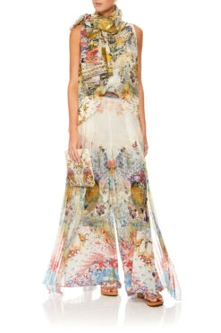 WIDE LEG PANT WITH PLEAT OVERLAY LADY LABYRINTH -Vivid Couture camilla lady labyrinth wide leg pant w pleat overlay 3