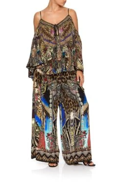 WIDE LEG TROUSER WITH FRONT POCKETS STRONGER TOGETHER -Vivid Couture camilla long sleeve drop shoulder top stronger together 2