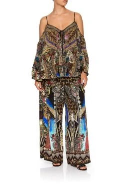 WIDE LEG TROUSER WITH FRONT POCKETS STRONGER TOGETHER -Vivid Couture camilla long sleeve drop shoulder top stronger together 3