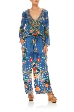 LOUNGE TROUSER WITH TIE WAIST FARAWAY FLORALS -Vivid Couture camilla lounge trouser with tie waist faraway florals 3