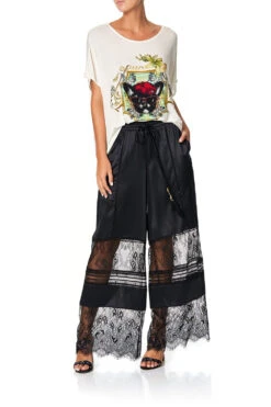 SPLICED WIDE LEG PANT NOIR BOUDOIR