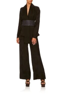LOUNGE TROUSER WITH CUFFS SOLID BLACK 17 LOUNGE TROUSER WITH CUFFS SOLID BLACK -Vivid Couture camilla tailored kimono jacket wild moonchild 12 1 7efdd6a3 e8ad 4757 998b eed9ec68a8d8