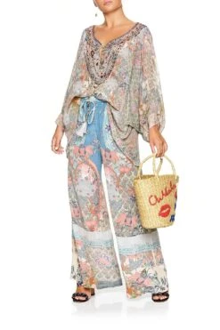 WIDE LEG DRAWSTRING WAIST PANT BLANCHES BLESSING -Vivid Couture camilla wide leg drawstring waist pant blanches blessing 5