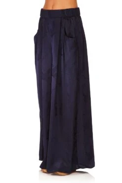 WIDE LEG PANT WITH GATHERED POCKET SOLID NAVY -Vivid Couture camilla wide leg pant w gathered pocket solid navy 2 8b2fb88a 08ac 4786 a039 6bb2d7c911ff
