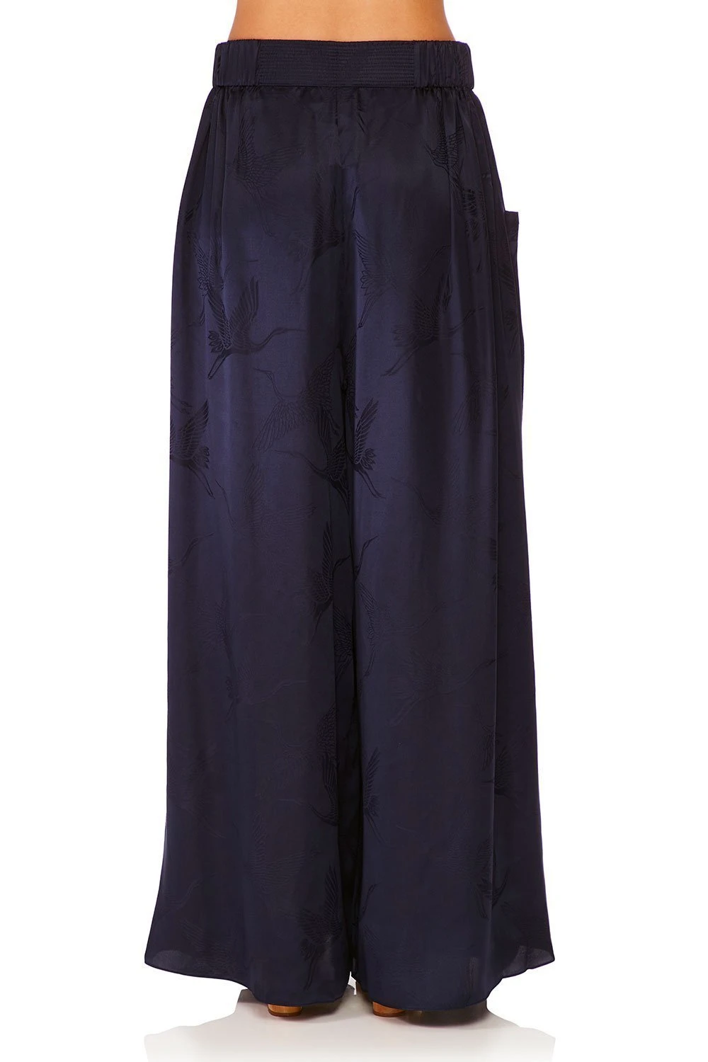 WIDE LEG PANT WITH GATHERED POCKET SOLID NAVY - Image 7