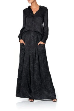 WIDE LEG PANT WITH GATHERED POCKETS NOIR BOUDOIR -Vivid Couture camilla wide leg pant w gathered pockets noir boudoir 3