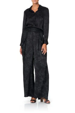 WIDE LEG PANT WITH GATHERED POCKETS NOIR BOUDOIR -Vivid Couture camilla wide leg pant w gathered pockets noir boudoir 4