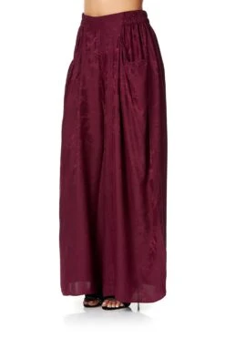 WIDE LEG PANT WITH GATHERED POCKETS BURGUNDY -Vivid Couture camilla wide leg pant with gathered pockets burgundy 3 372512d1 5cbc 44f1 8bef 2bc9f166bfff