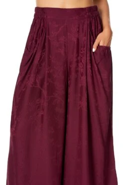 WIDE LEG PANT WITH GATHERED POCKETS BURGUNDY -Vivid Couture camilla wide leg pant with gathered pockets burgundy 5 5fdcecbd 812f 4e2f 8208 df2a0cb8b3c9