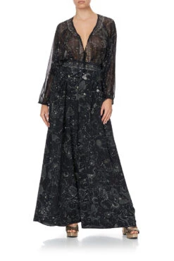 WIDE LEG PANT WITH GATHERED POCKETS MOON SET