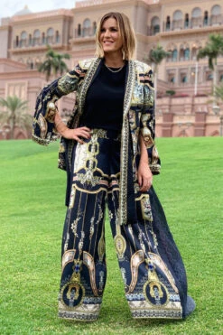 HIGH WAISTED TROUSER WITH GODET MIDNIGHT MEETING -Vivid Couture kyliegillies