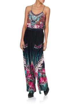 WIDE LEG TROUSER WITH FRONT POCKETS RAINBOW EYES -Vivid Couture wide leg trouser with front pockets rainbow eyes 1